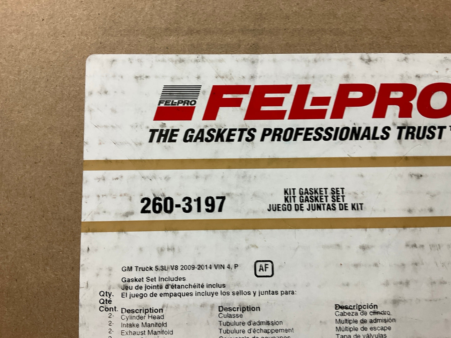 Fel-pro 260-3197 Full Engine Rebuild Gasket Set - 2009-2014 GM 5.3L Truck V8
