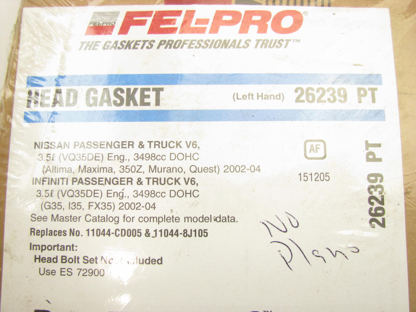 Fel-Pro 26239PT LEFT Cylinder Head Gasket For 2002-2004 Infiniti VQ35DE