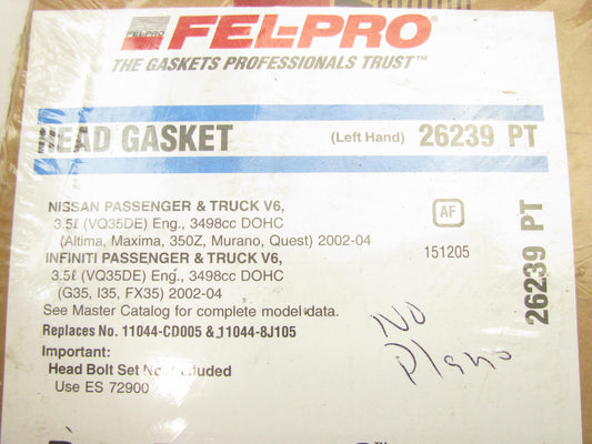 Fel-Pro 26239PT LEFT Cylinder Head Gasket For 2002-2004 Infiniti VQ35DE