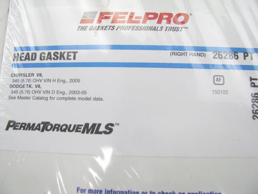 Fel-pro 26286PT Right Cylinder Head Gasket For 2003-2008 Dodge 5.7L V8