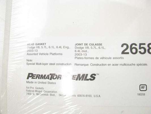 Felpro 26588L032 Left MLS Head Gasket For 2003-2013 HEMI V8, 4.124'' BORE SIZE
