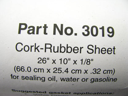 Fel-pro 3019 Cork Rubber Gasket Material Sheet Roll - 26'' X 10'' X 1/8''