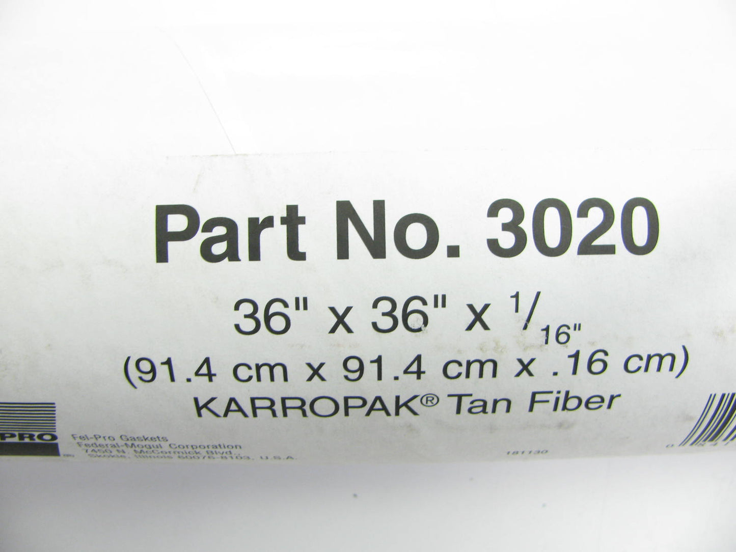 Fel-pro 3020 Karropak Tan Fiber Gasket Roll Material - 36'' X 36'' X  1/16'' Sheet