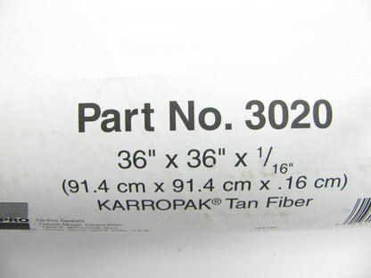 Fel-pro 3020 Karropak Tan Fiber Gasket Roll Material - 36'' X 36'' X  1/16'' Sheet
