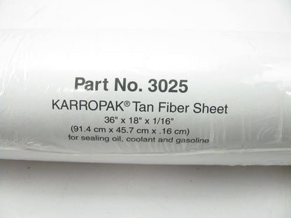 Fel-Pro 3025 Karropak TAN Fiber Gasket Material Sheet Roll - 36'' X 18'' X 1/16''
