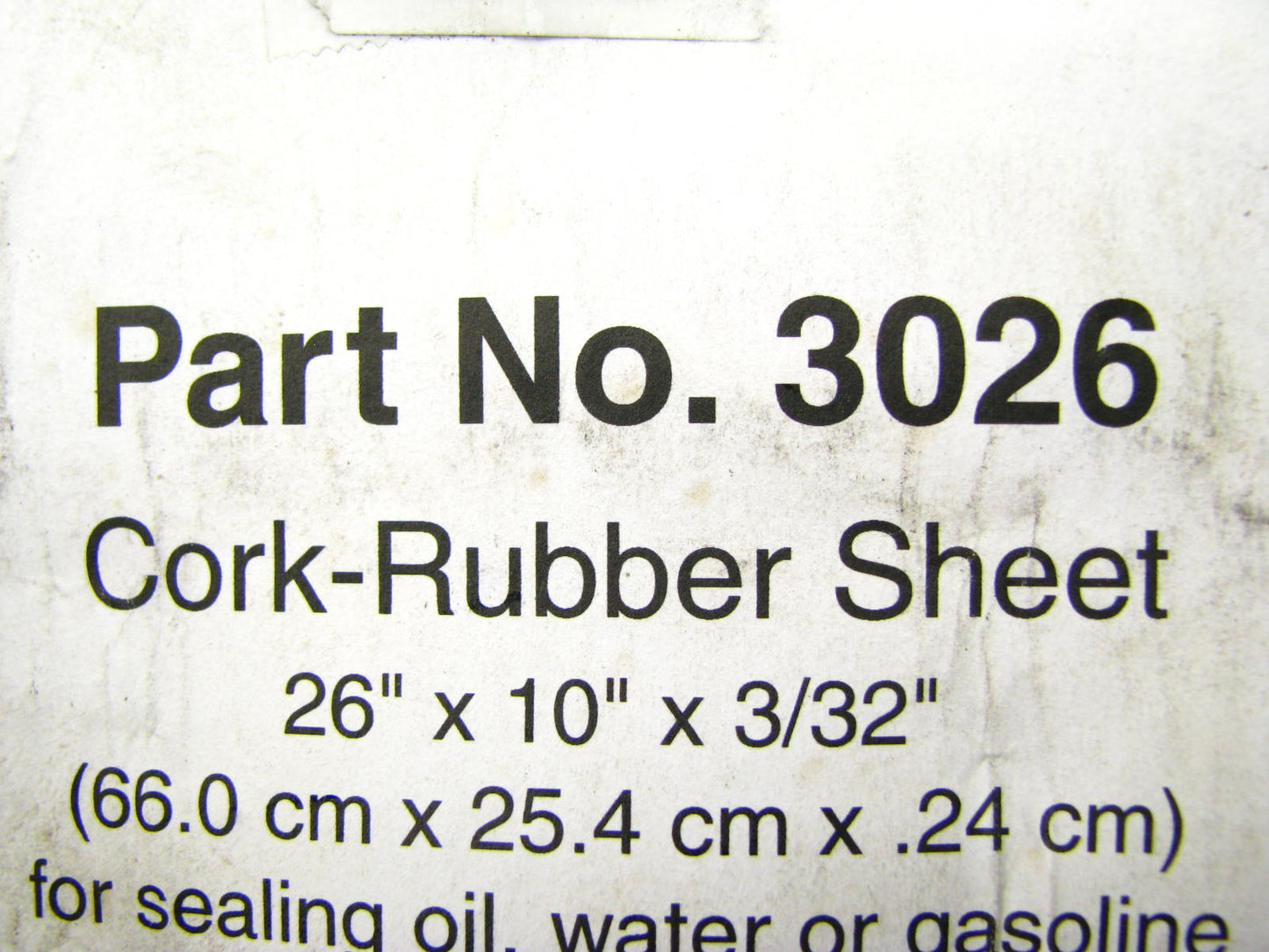 Fel-pro 3026 Rubber / Cork Gasket Sheet Material - 10'' X 26'' X 3/32''