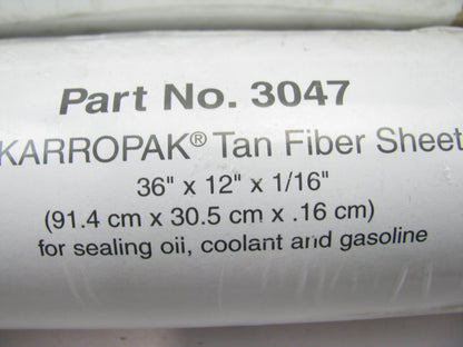 Fel-pro 3047 Karropak Tan Fiber Gasket Material Roll - 36'' X 12'' X 1/16'' Sheet