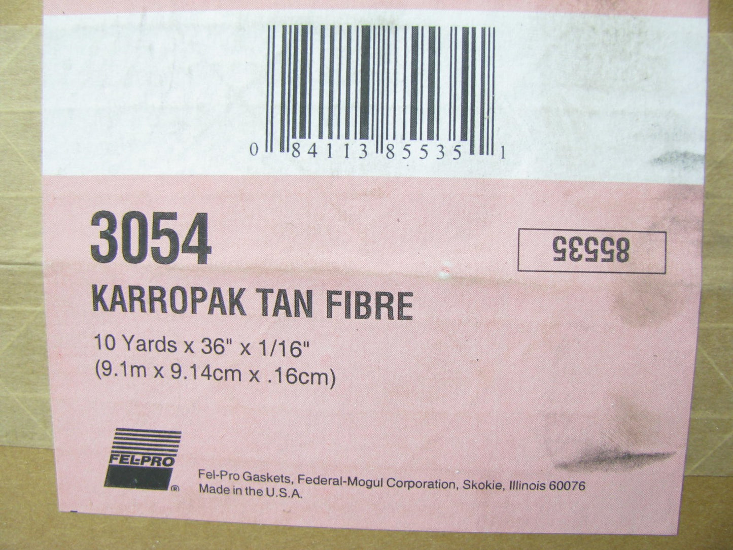 Fel-pro 3054 Karropak Tan Gasket Material Fiber Roll - 36'' X 1/16'' X 10 Yards