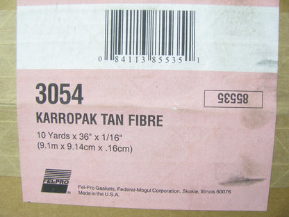 Fel-pro 3054 Karropak Tan Gasket Material Fiber Roll - 36'' X 1/16'' X 10 Yards