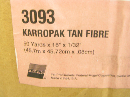 Fel-pro 3093 Karropak Tan Gasket Material Fiber Roll  - 50 Yards X 18'' X 1/32''