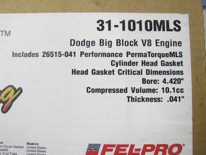 Fel-pro 31-1010MLS MLS Cylinder Head Gasket Set For Chrysler 361 383 400 440-V8