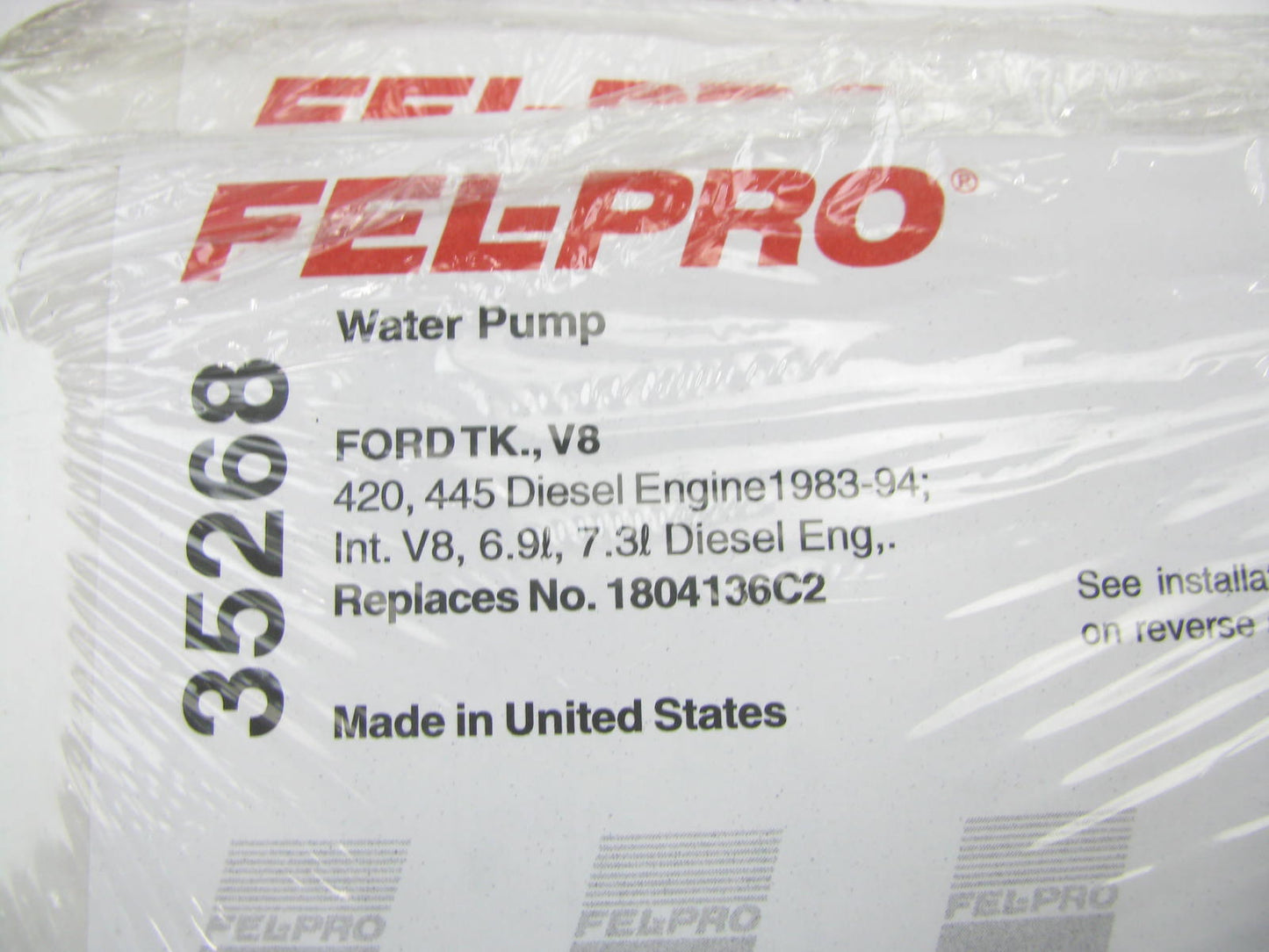 Fel-pro 35268 Engine Water Pump Gasket for 1983-1994 Ford 6.9L 7.3L Diesel