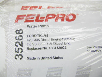 Fel-pro 35268 Engine Water Pump Gasket for 1983-1994 Ford 6.9L 7.3L Diesel