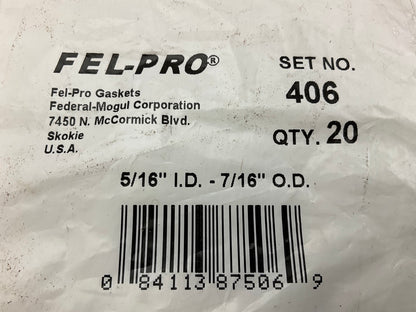 Fel-Pro 406 O-Ring, Bag Of 20, 5/16'' ID - 7/16'' OD
