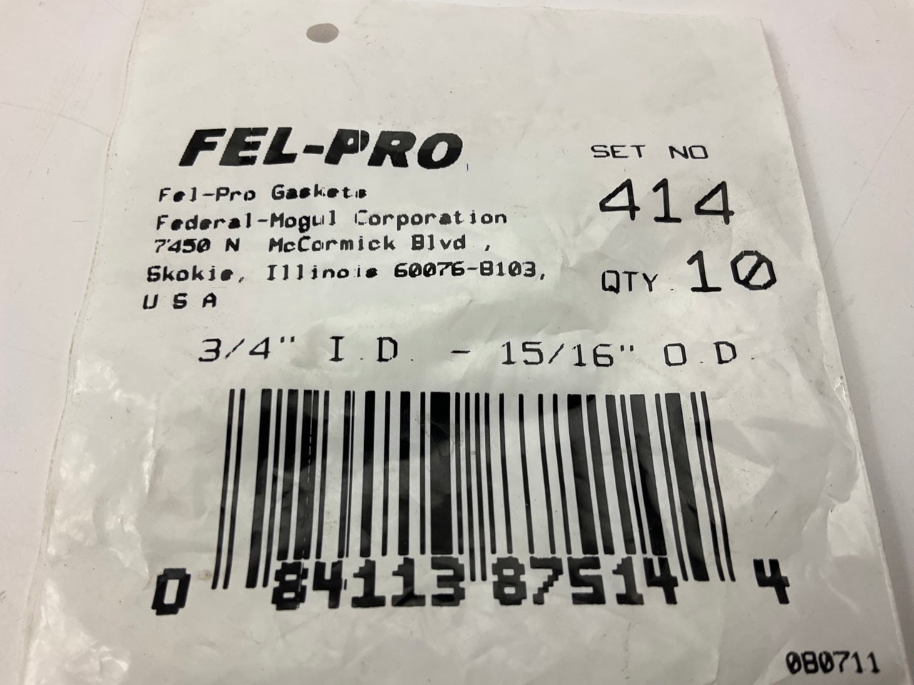 10 Pack - Fel-pro 414 Fuel Pump O-Ring Seals For 1960-1969 Chevrolet Corvair