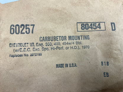 Fel-pro 60257 Carburetor Base Mounting Gasket 1970 Chevy 350 400 454 V8 4-BBL