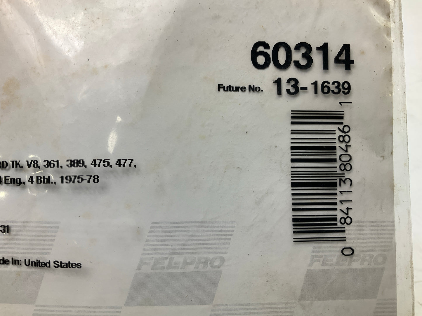 Fel-pro 60314 Carburetor Mounting Gasket 1975-78 Ford 361 389 475 477 534 4-BBL