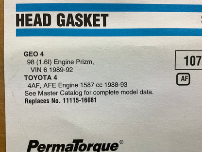 Fel-pro 8188PT Cylinder Head Gasket 1988-1993 Toyota 1.6L 4AF, 4AFE