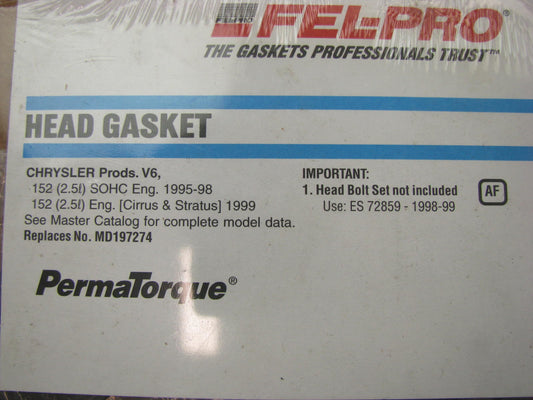 Fel-pro 9037PT Cylinder Head Gasket For 1995-1997 Dodge Stratus, Avenger 2.5L