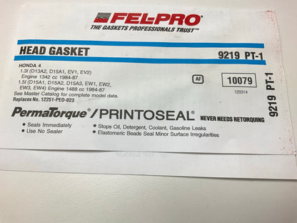 FEL-PRO 9219PT-1 Cylinder Head Gasket - 1984-87 Honda Civic Wagovan 1.3L 1.5L I4