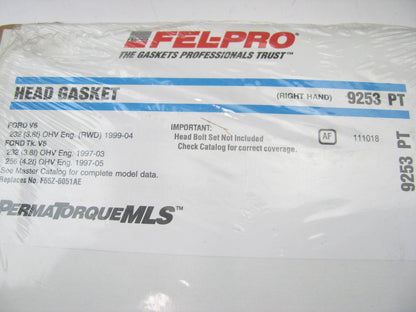 Fel-Pro 9253PT RIGHT BANK Cylinder Head Gasket 1997-08 Ford 3.8L 4.2L V6