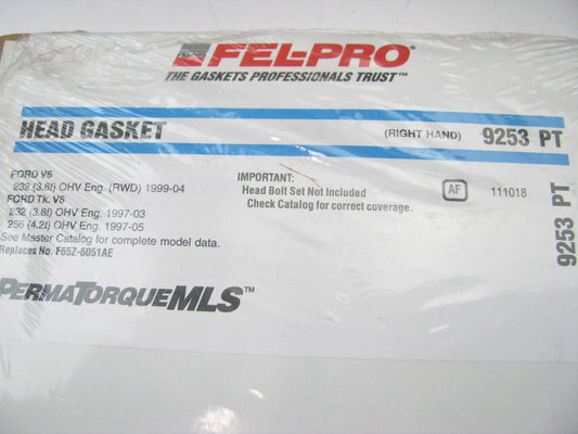 Fel-Pro 9253PT RIGHT BANK Cylinder Head Gasket 1997-08 Ford 3.8L 4.2L V6