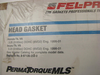 Fel-pro 9254PT RIGHT BANK Cylinder Head Gasket 98-04 Honda Isuzu 3.2L 3.5L DOHC