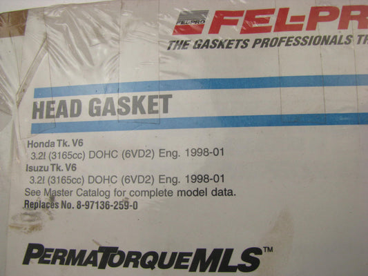 Fel-pro 9254PT RIGHT BANK Cylinder Head Gasket 98-04 Honda Isuzu 3.2L 3.5L DOHC