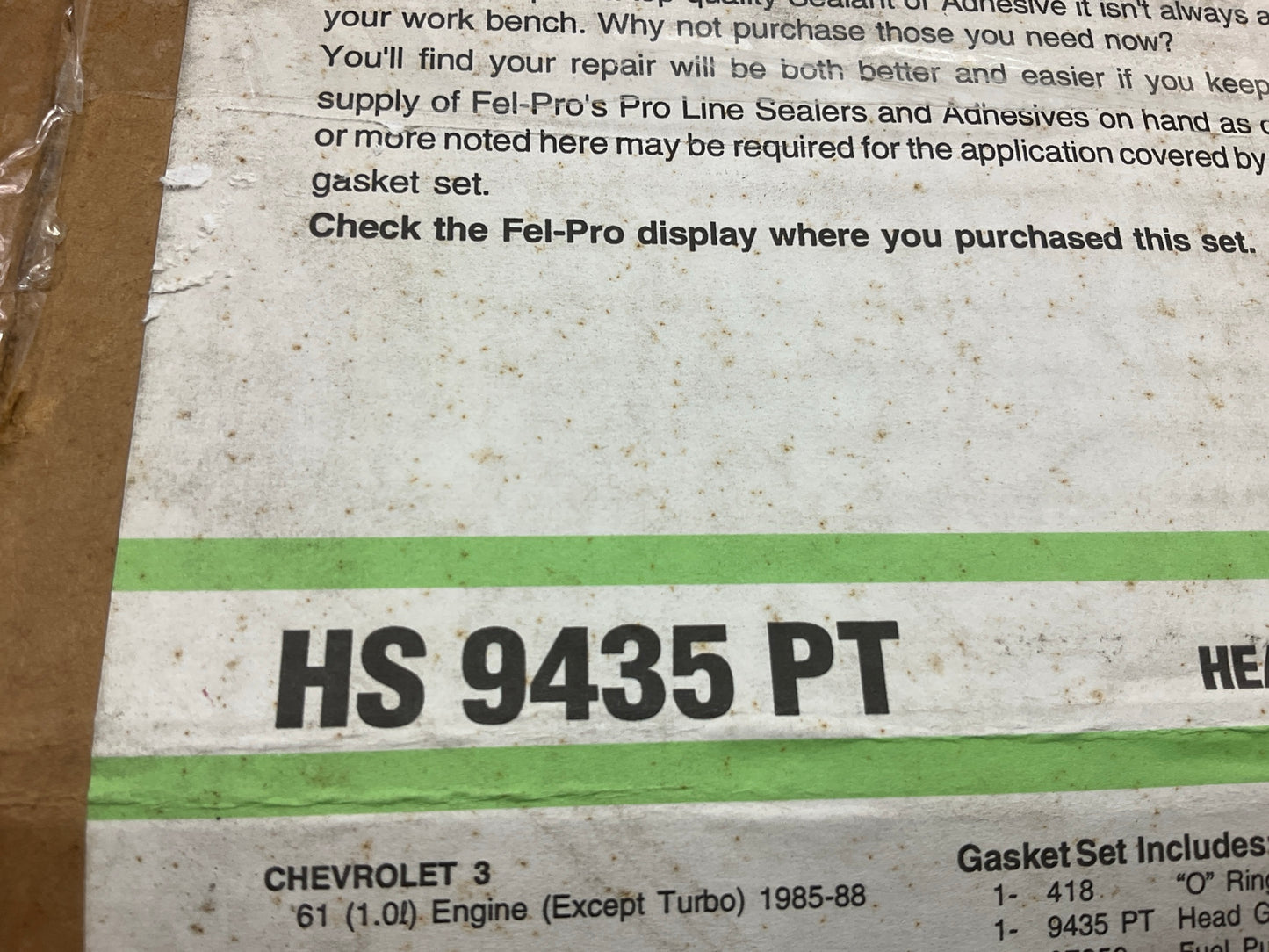 Fel-pro 9435PT Engine Cylinder Head Gasket For 1985-88 Chevrolet Suzuki 1.0L-L3