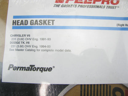 Fel-pro 9536PT Right Cylinder Head Gasket For 1991-2000 Chrysler 3.8L-V6