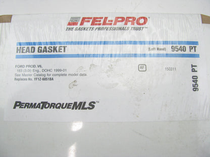 Fel-Pro 9540PT LEFT Cylinder Head Gasket - 1999-01 Ford 3.0L DOHC V6 Duratec