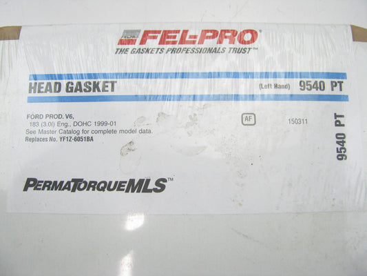 Fel-Pro 9540PT LEFT Cylinder Head Gasket - 1999-01 Ford 3.0L DOHC V6 Duratec
