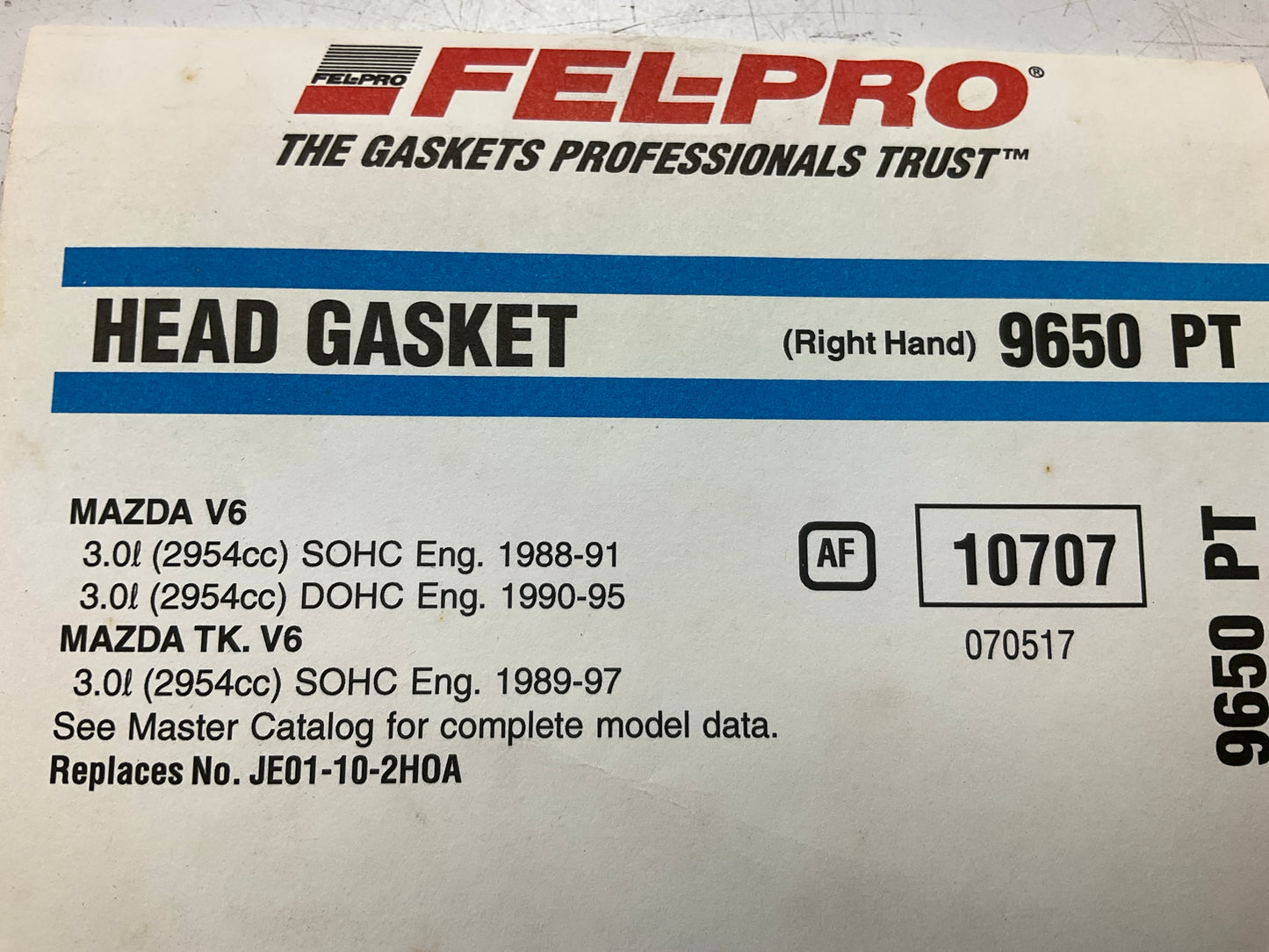 Fel-Pro 9650PT Perma-Torque-MLS RIGHT BANK Head Gasket 1988-98 Mazda 3.0L V6