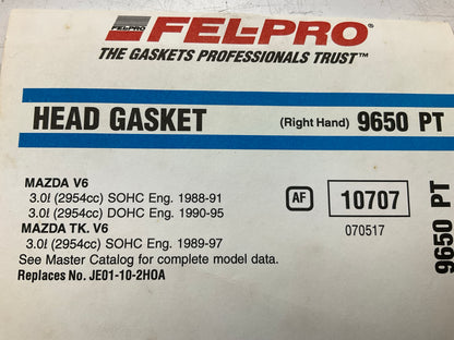 Fel-Pro 9650PT Perma-Torque-MLS RIGHT BANK Head Gasket 1988-98 Mazda 3.0L V6