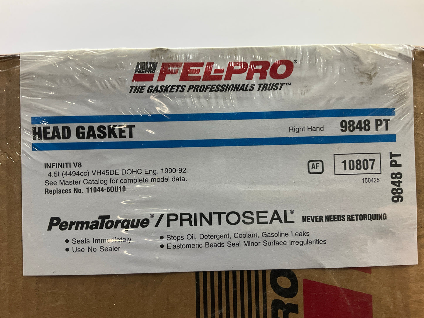 Fel-Pro 9848PT Right Cylinder Head Gasket For 1990-1996 INFINITI Q45 4.5L-V8