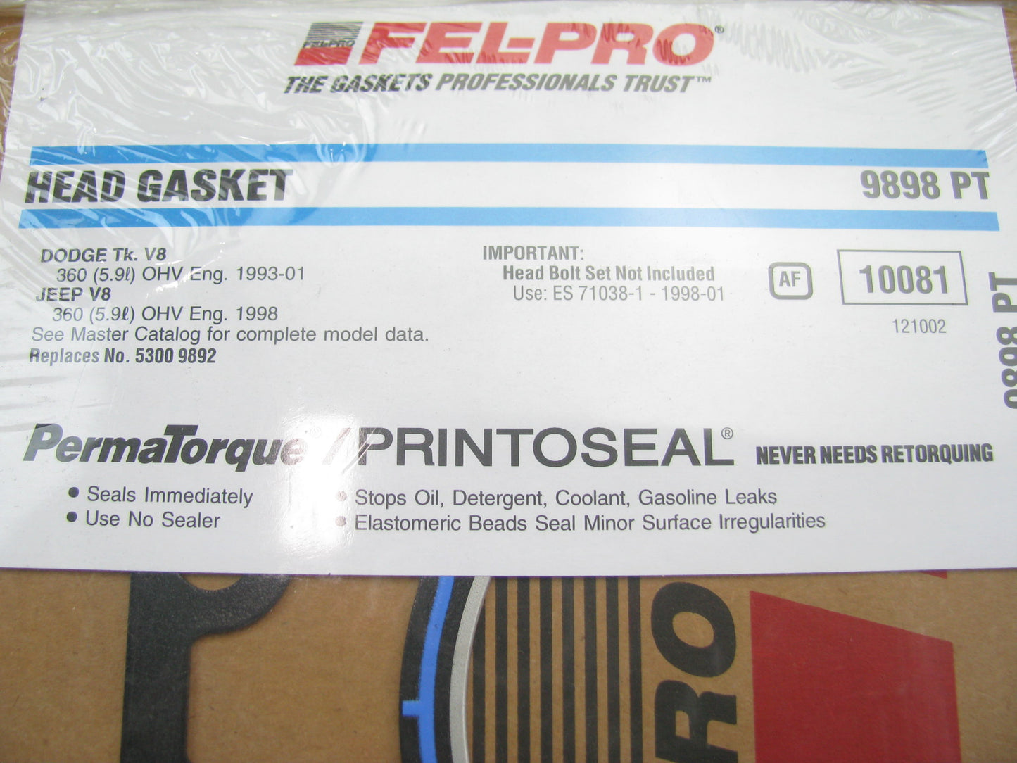 Fel-Pro 9898PT Engine Cylinder Head Gasket For 1993-03 Dodge 5.9L V8