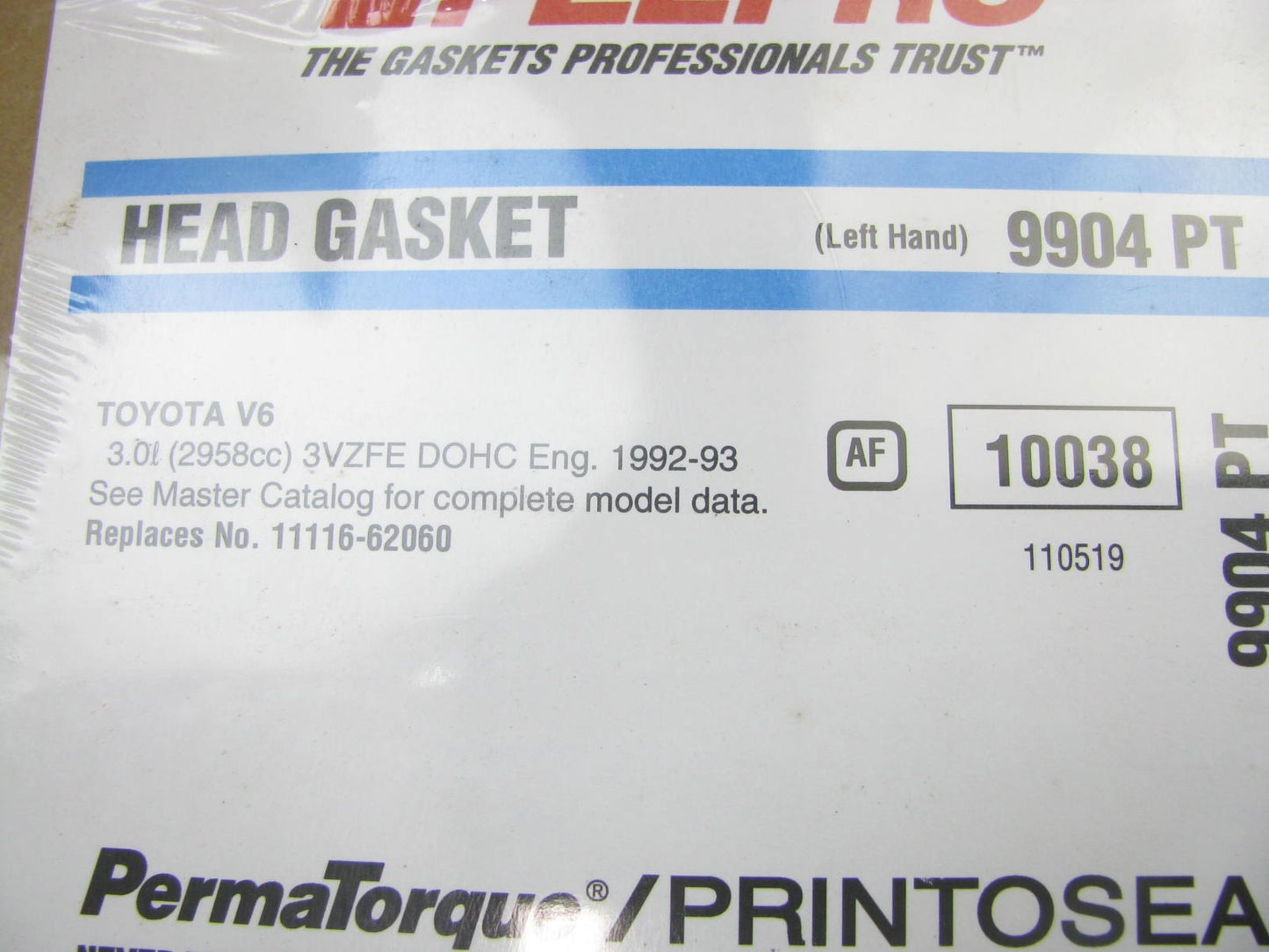 New Fel-pro 9904PT Cylinder Head Gasket For 92-93 Toyota Camry 3.0L Left