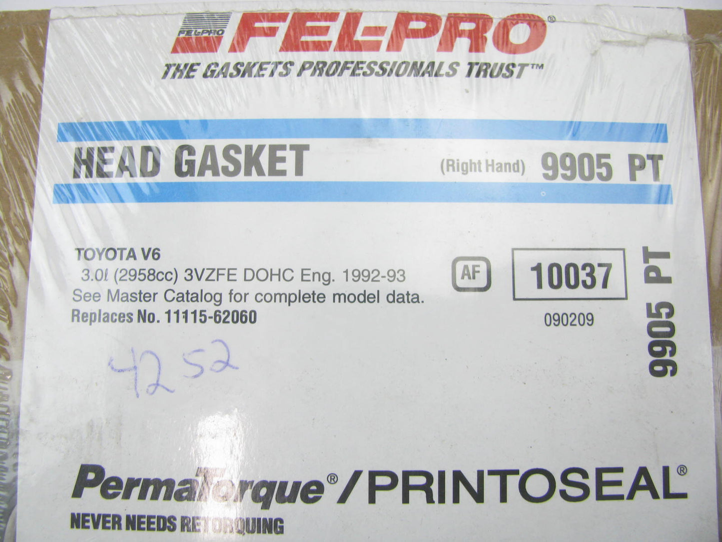 Fel-pro 9905PT RIGHT Cylinder Head Gasket 1992-1993 Toyota Camry, ES300 3.0L V6