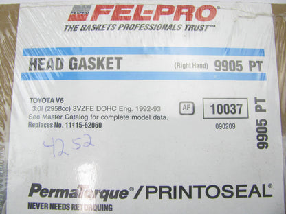 Fel-pro 9905PT RIGHT Cylinder Head Gasket 1992-1993 Toyota Camry, ES300 3.0L V6