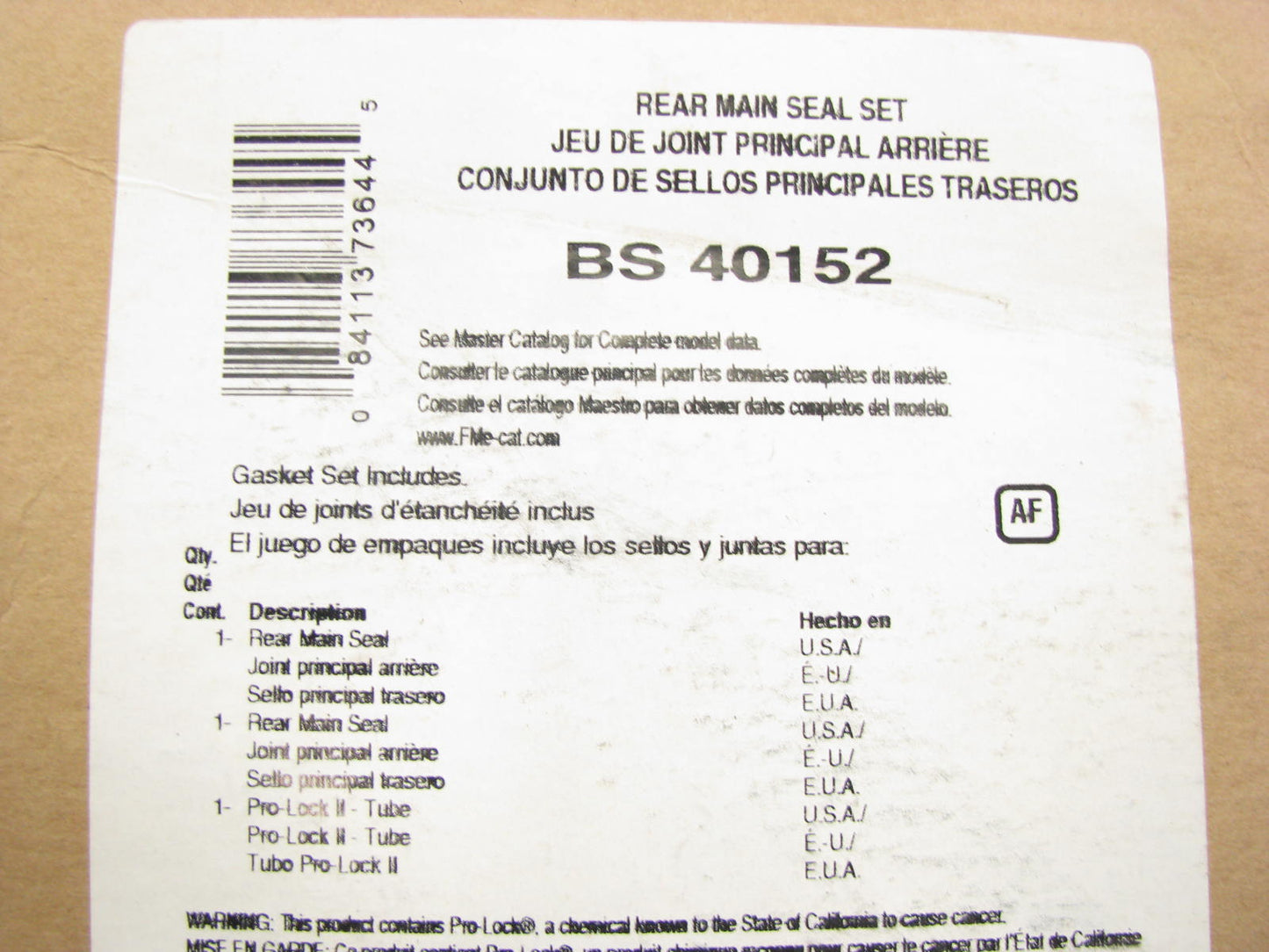 FEL-PRO BS40152 Rear Main Bearing Seal Kit For IH International Tractor