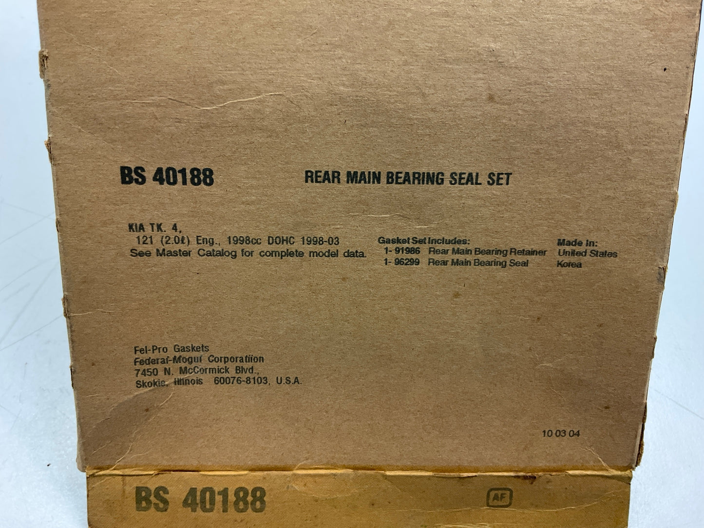 FEL-PRO BS40188 Rear Main Bearing Gasket Set For 95-02 Kia Sportage 2.0L I4
