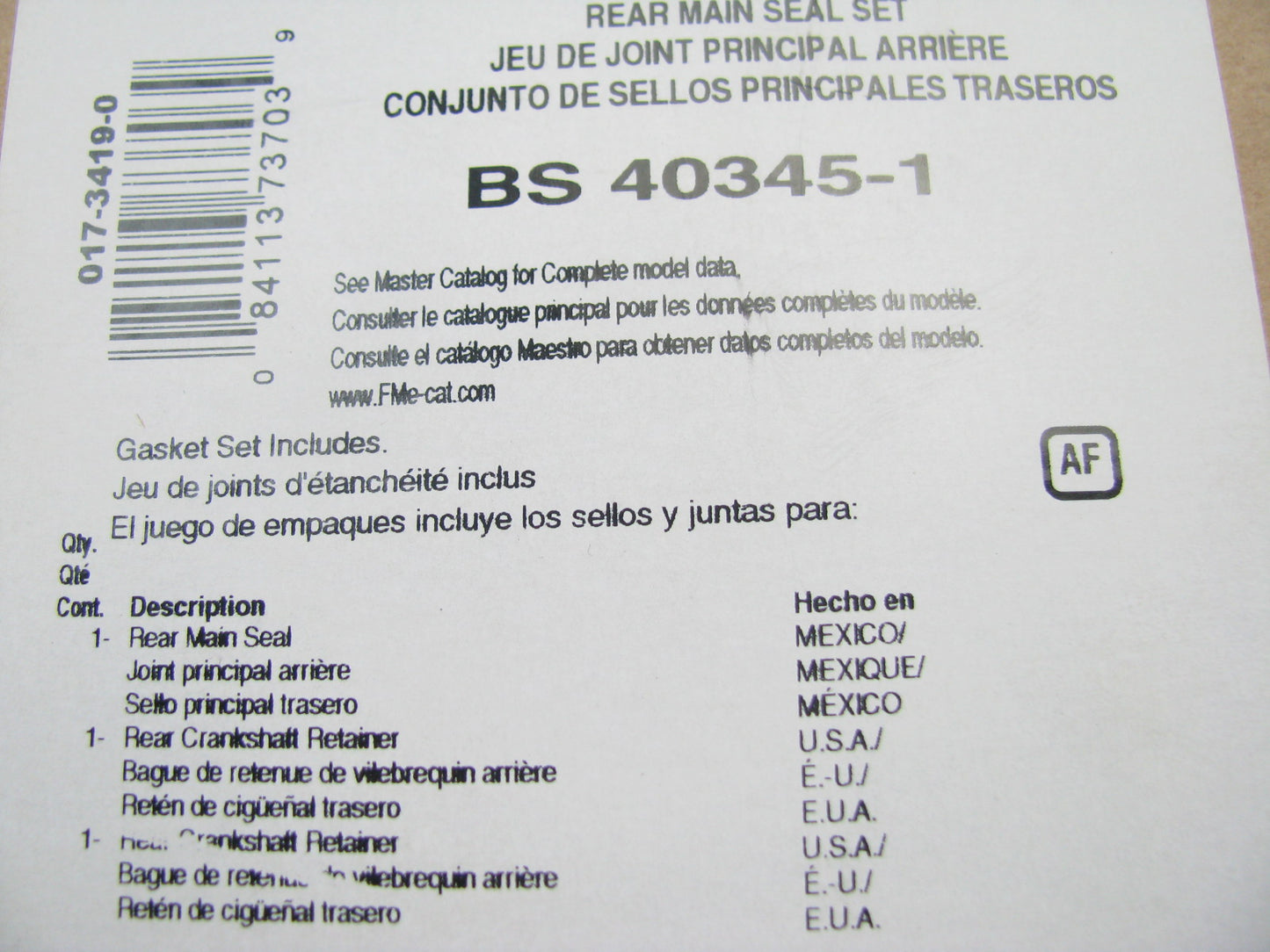 Fel-pro BS40345-1 Engine Rear Main Bearing Gasket Set