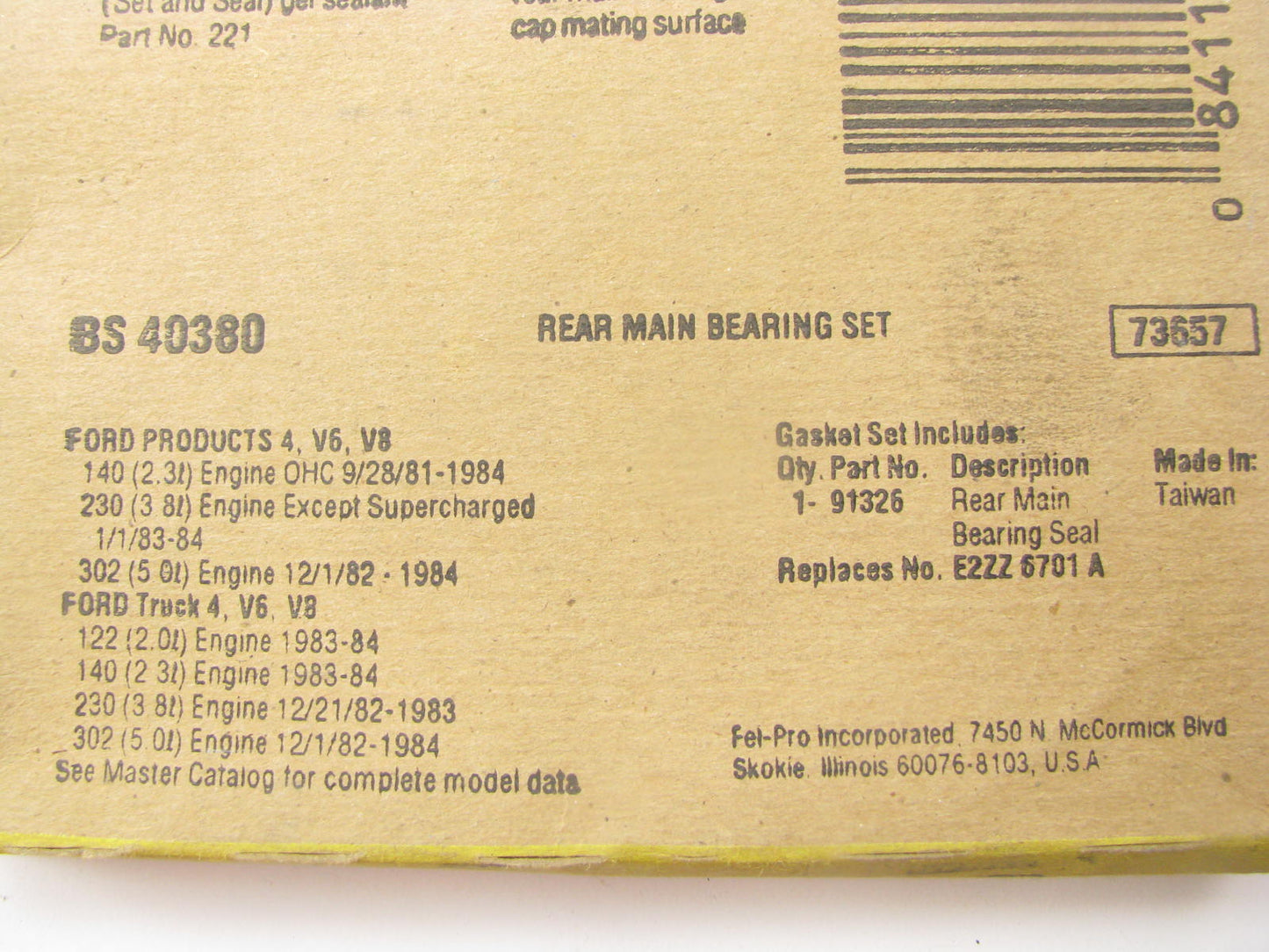 Fel-pro BS40380 Rear Main Bearing Seal Gasket