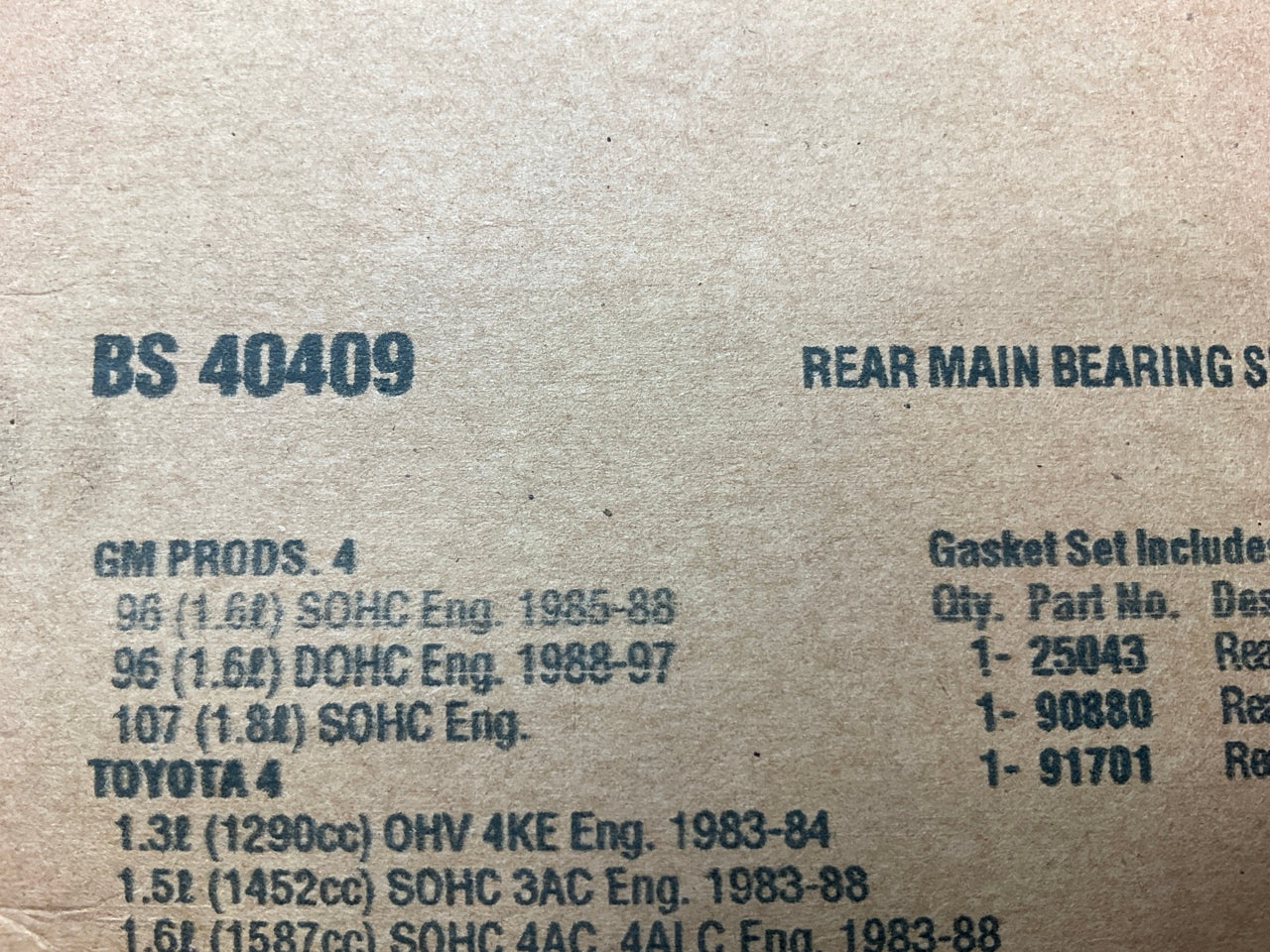 Fel-Pro BS40409 Rear Main Bearing Seal Set 83-97 Toyota 1.3L 1.5L 1.6L 1.8L I4