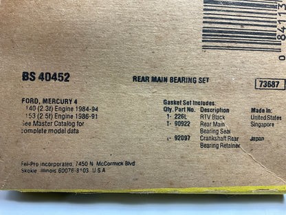 Fel-pro BS40452 Rear Main Seal For 1988-1994 Ford Mercury 2.3L 2.5L