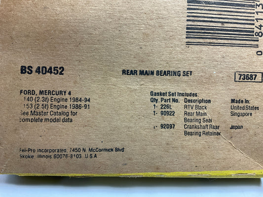 Fel-pro BS40452 Rear Main Seal For 1988-1994 Ford Mercury 2.3L 2.5L