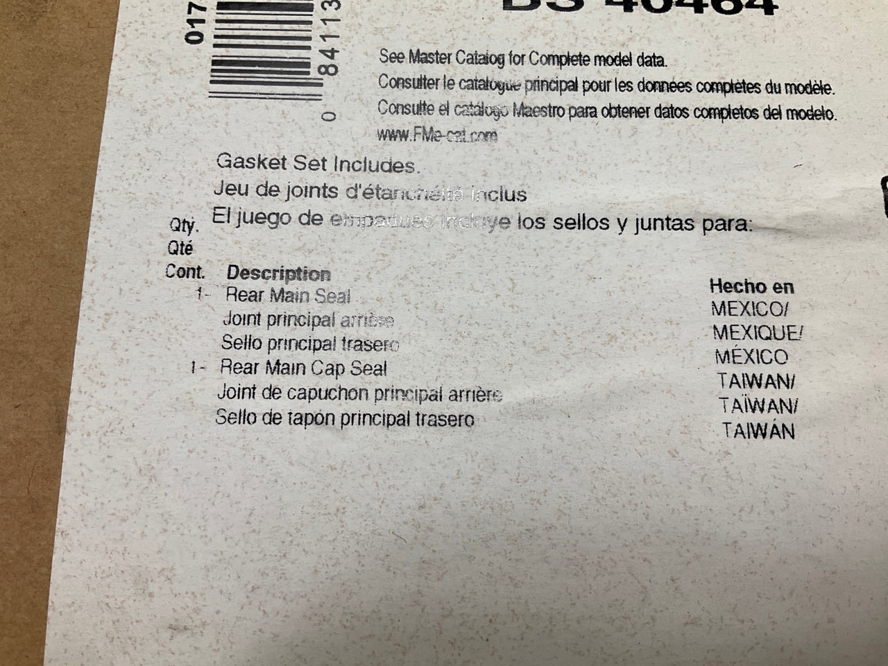 Fel-pro BS40464 Rear Main Seal (Rear Engine Crankshaft Seal)