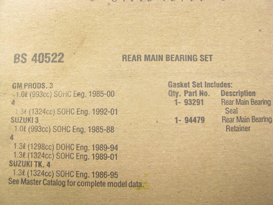 FEL-PRO BS40522 Rear Crank Main Seal Kit 85-01 Chevy Pontiac Suzuki 1.0L 1.3L