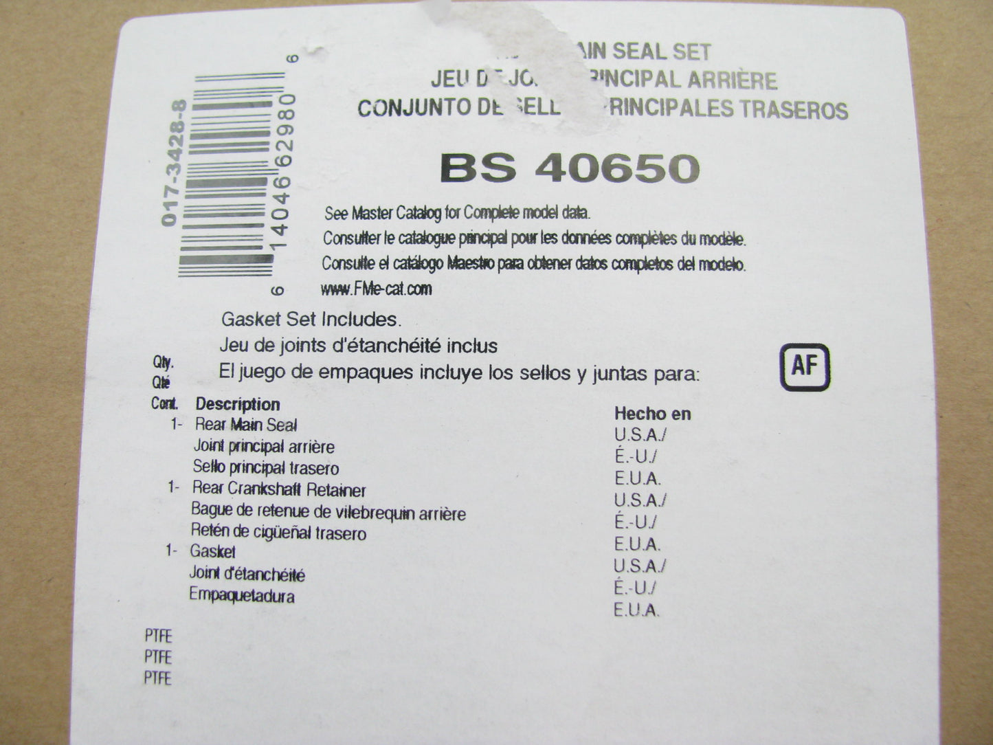 Fel-pro BS40650 Rear Main Seal Engine Crankshaft Seal Kit Rear