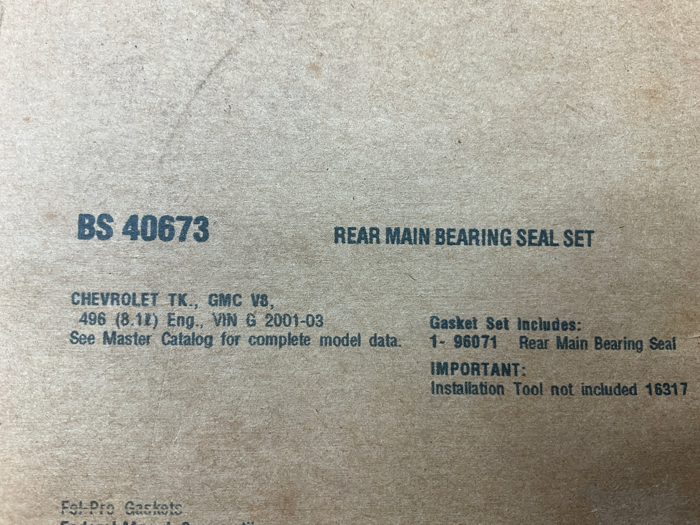 Fel-pro BS40673 Engine Main Bearing Gasket Set for 2001-2007 Chevrolet GMC 8.1L